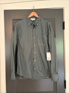 SKU New Men's Button-Down Shirt - Slate Green Large